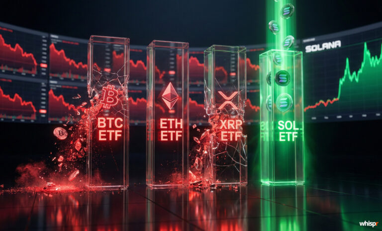 ETFs de Cripto: Solana sorprende con entradas · WHISPR