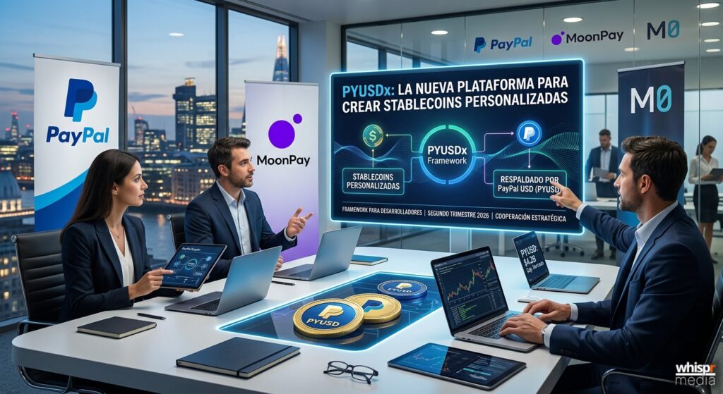 PayPal, MoonPay y M0 lanzan PYUSDx: la nueva plataforma para crear stablecoins personalizadas PayPal, MoonPay y M0 lanzan la plataforma PYUSDx · WHISPR