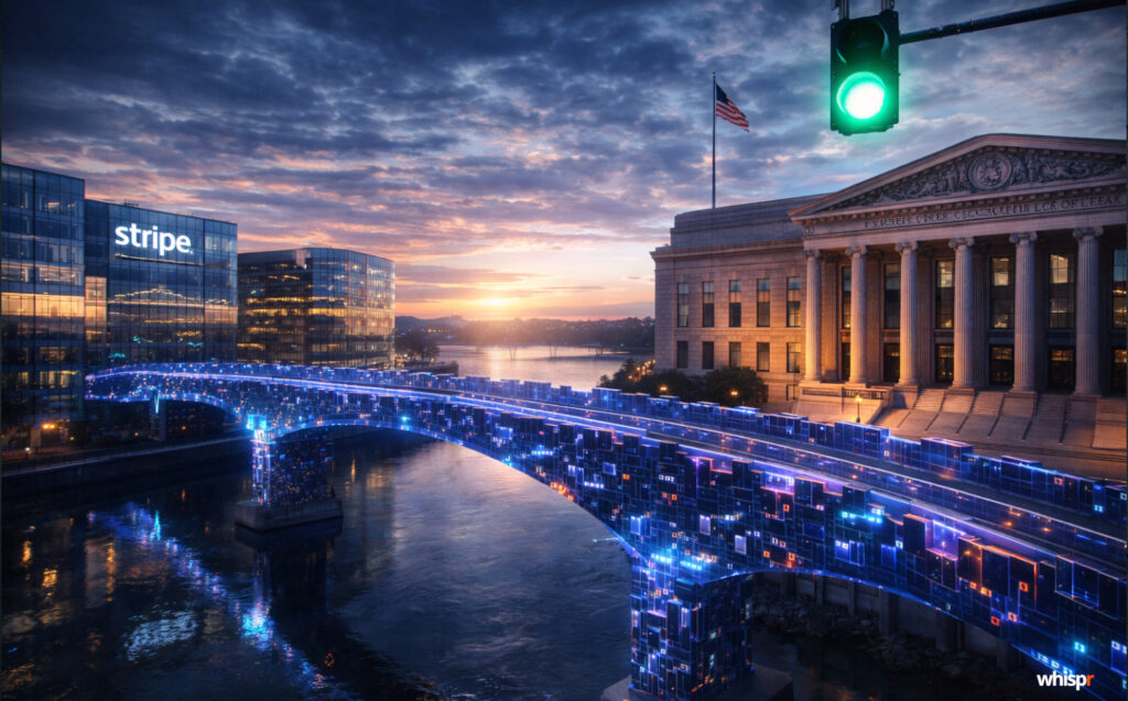 Stripe da un paso de gigante en EE.UU.: su división de stablecoins Bridge recibe luz verde condicional para operar como banco Stripe obtine permiso condicional de operar como banco · WHISPR