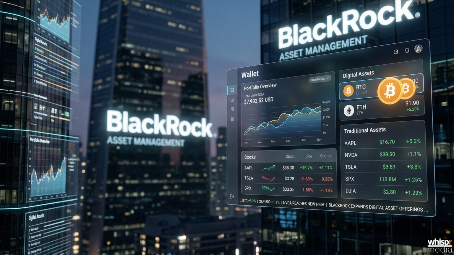 Larry Fink de BlackRock: wallets con acciones y fondos · WHISPR