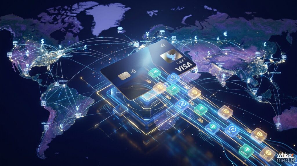 Visa y Bridge: pagos con stablecoins a +100 países · WHISPR